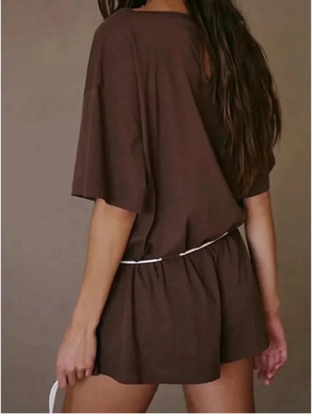Free People Free-est Brown & White Drawstring Romper XS Bundle NWOT